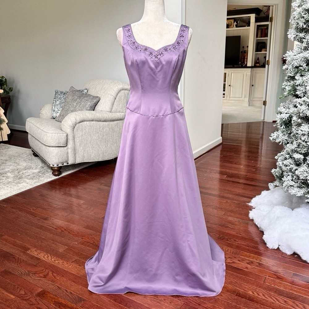 Vintage Allure Bridals Purple Beaded Sweetheart Elegant Feminine Gown Dress